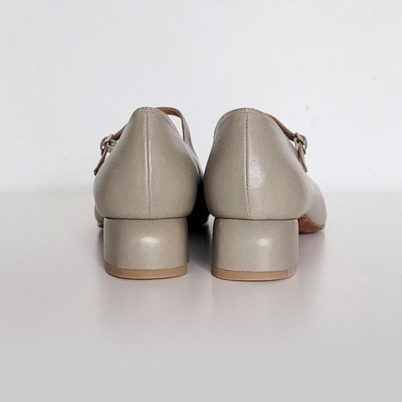 SOLD - LoQ Ema Grey Soft Leather Block Rounded Heel Mary Jane Shoes - Size 37 - Picture 3 of 9